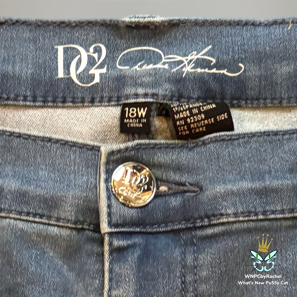 DG2 by Diane Gilman Floral Embroidered Jeans, Size 18W - Picture 4 of 10
